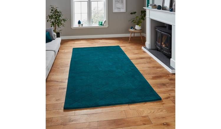 Mega Flooring Green Modern Chequered Rug - 120 x 170cm