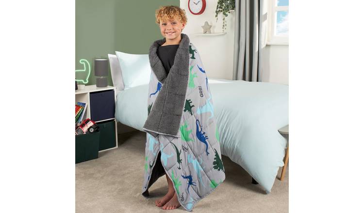 OHS Kids Printed 3kg Weighted Blanket 100x150cm - Grey Dino