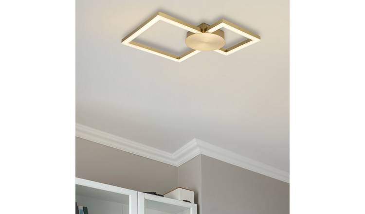 Cosylyte Miles Double Square Integrated LED Modern Ceiling Light - Brushed Brass