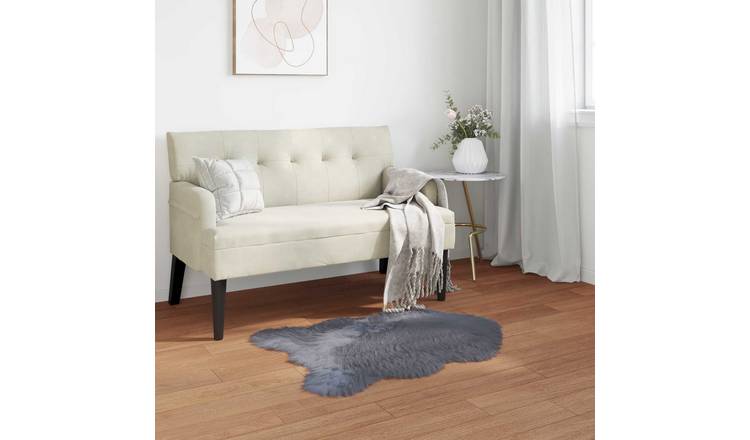 Walplus Tafalla Polyester Faux Sheepskin Rug - Anthracite - 60 x 90 cm