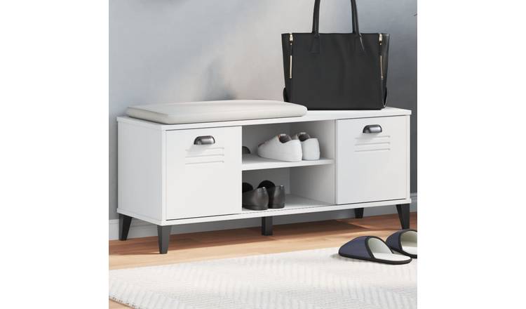 Walplus Engineered Wood Shoe Bench - White - 106 x 35 x 45 cm