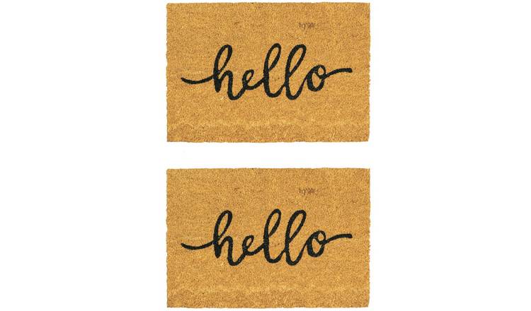 Nicola Spring Coir Door Mats - Hello - Pack of 2