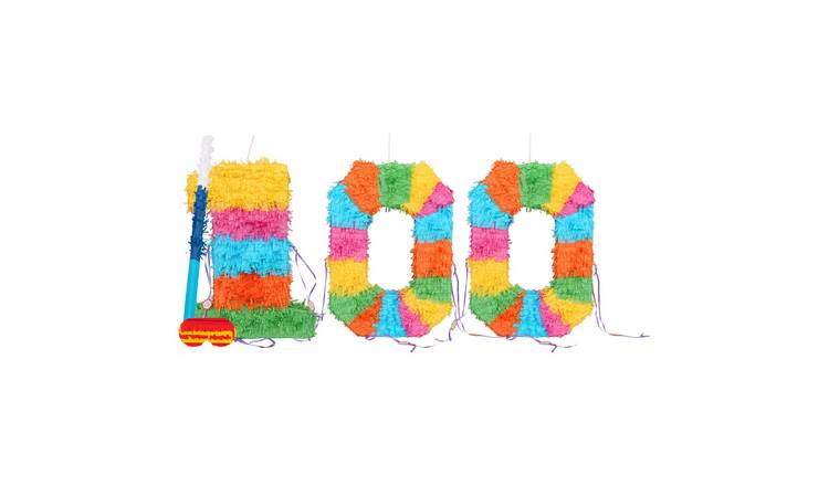 Fax Potato 100th Birthday Pinata Set with Stick & Blindfold - Blue Stick