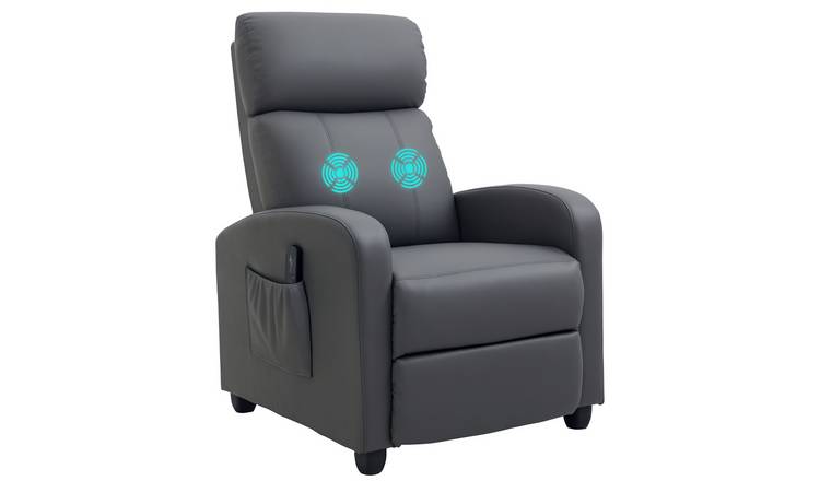 HOMCOM Faux Leather Adjustable Massage Recliner Armchair - Grey