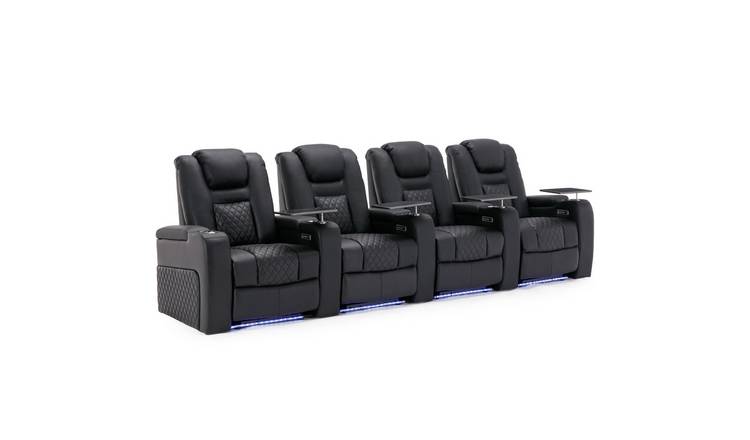 Furniture Online Broadway Electric Recliner 4 Seater Leather Sofa – Black