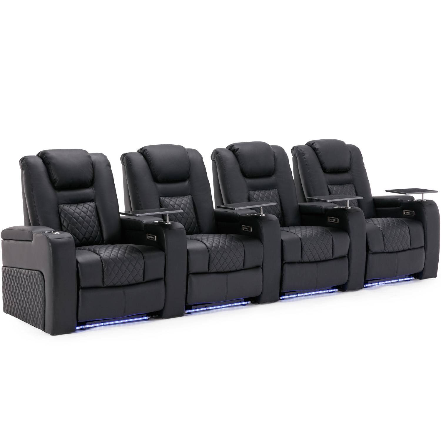 Furniture Online Broadway Electric Recliner 4 Seater Leather Sofa – Black - Image 1