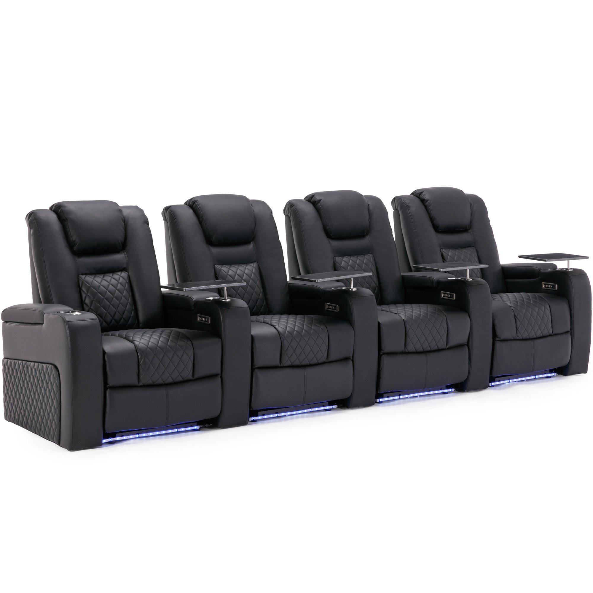 Furniture Online Broadway Electric Recliner 4 Seater Leather Sofa – Black - Image 2