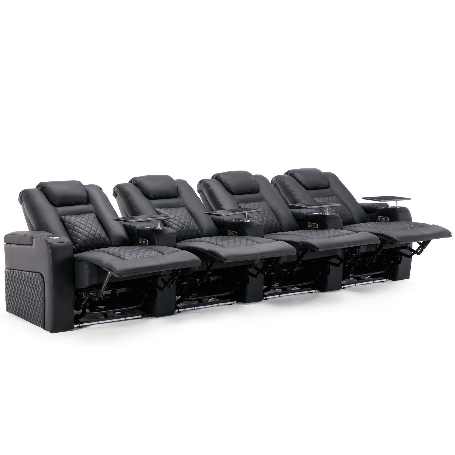 Furniture Online Broadway Electric Recliner 4 Seater Leather Sofa – Black - Image 4