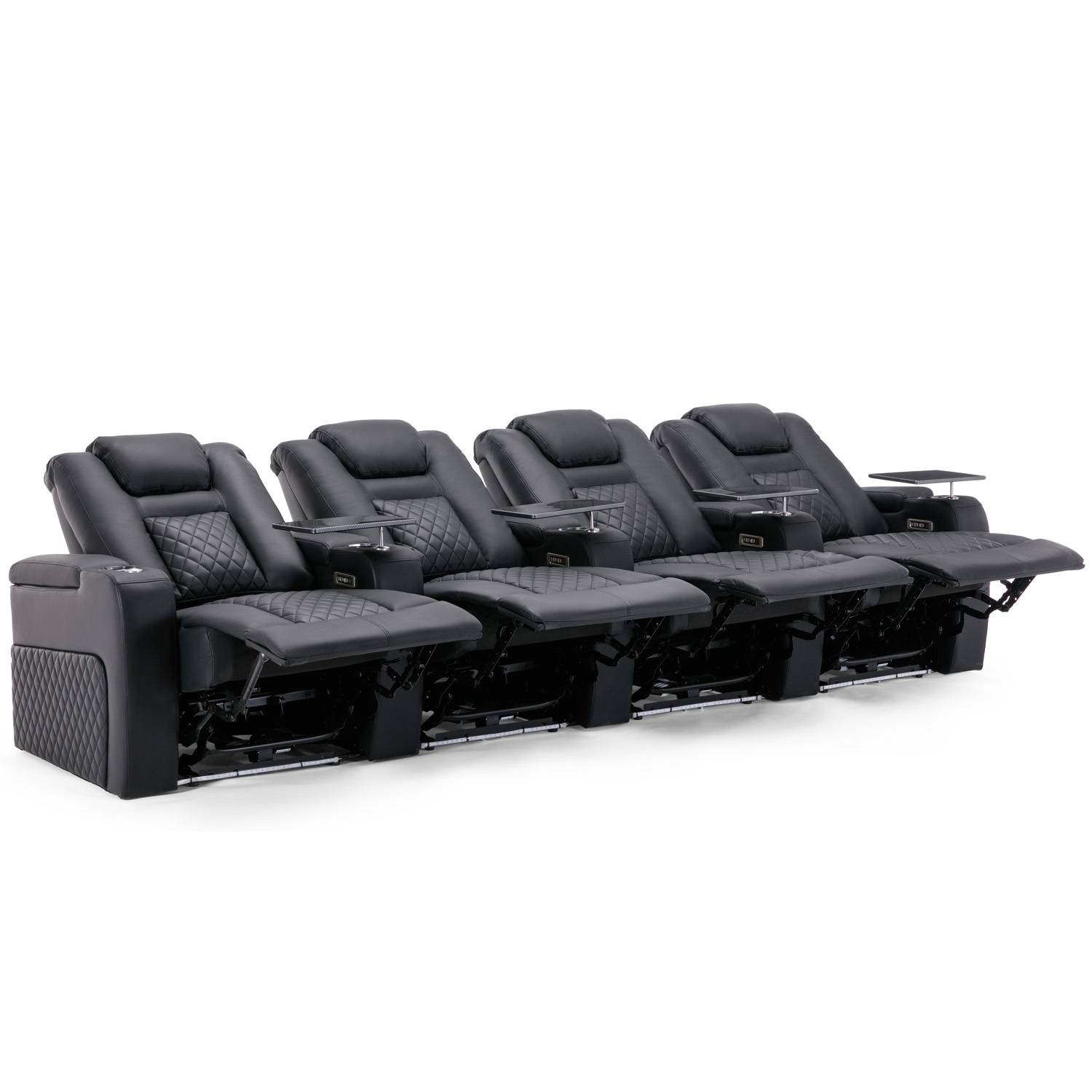 Furniture Online Broadway Electric Recliner 4 Seater Leather Sofa – Black - Image 4