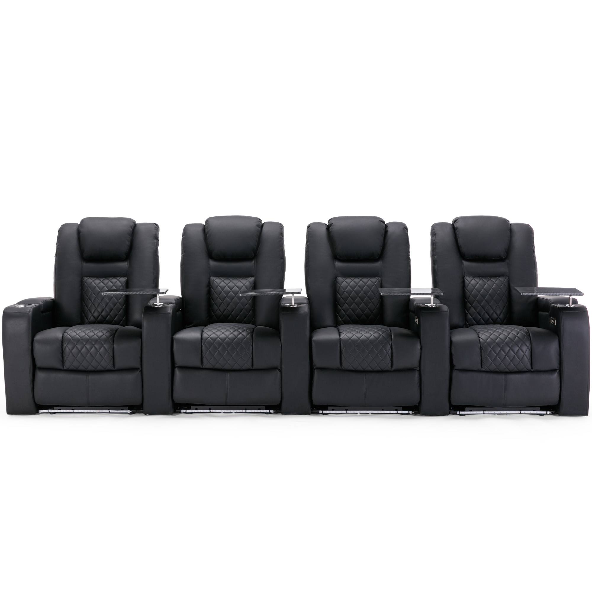 Furniture Online Broadway Electric Recliner 4 Seater Leather Sofa – Black - Image 5
