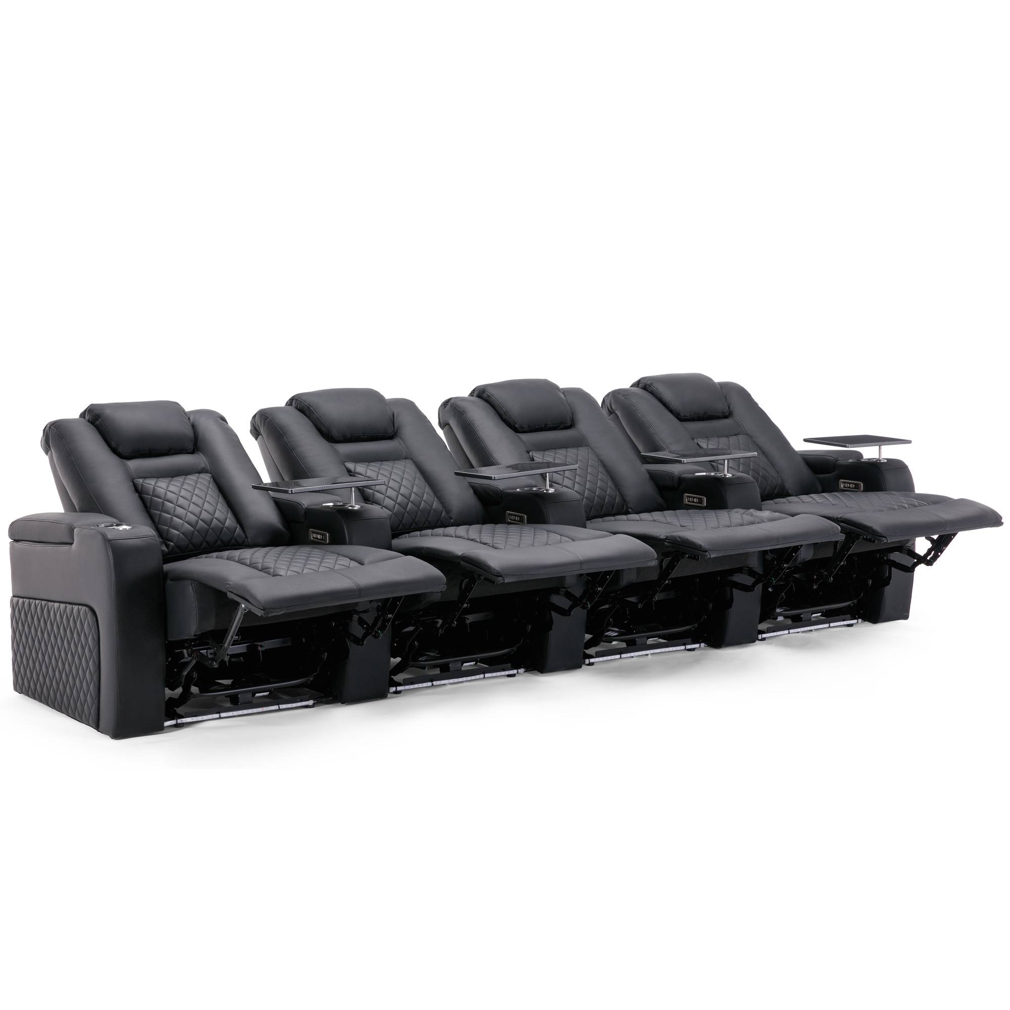 Furniture Online Broadway Electric Recliner 4 Seater Leather Sofa – Black - Image 6