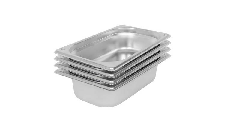 Argon Tableware Steel Gastronorm Containers 1/4 - 1.5L - Set of 4