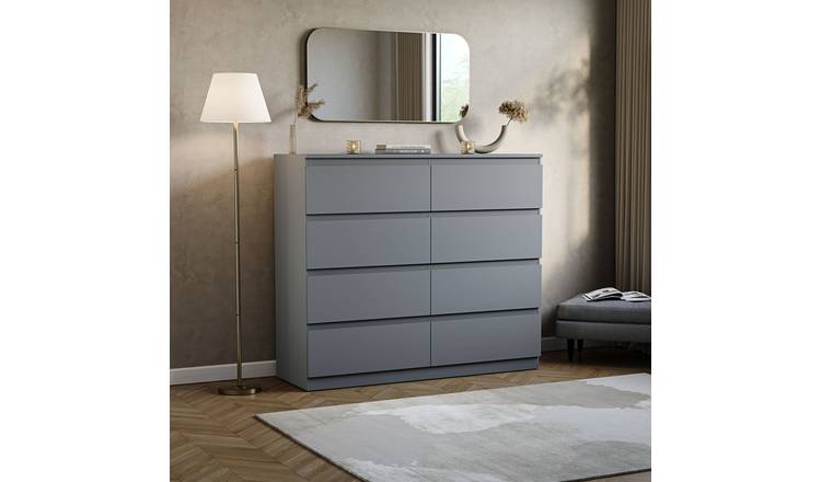 Vida Designs Denver 8 Drawer Chest - Grey