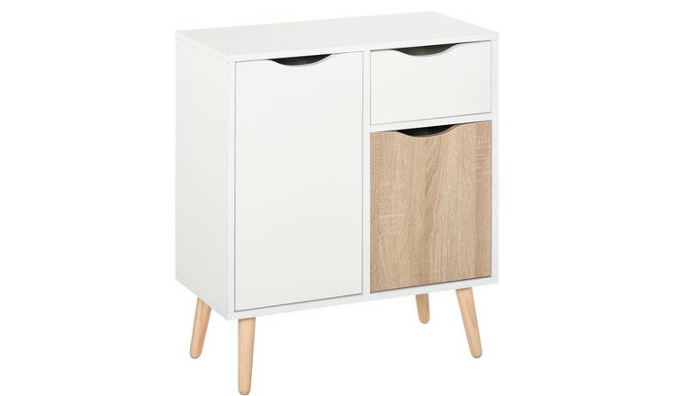 HOMCOM Wooden Sideboard with Drawer and Solid Wood Legs - Natural