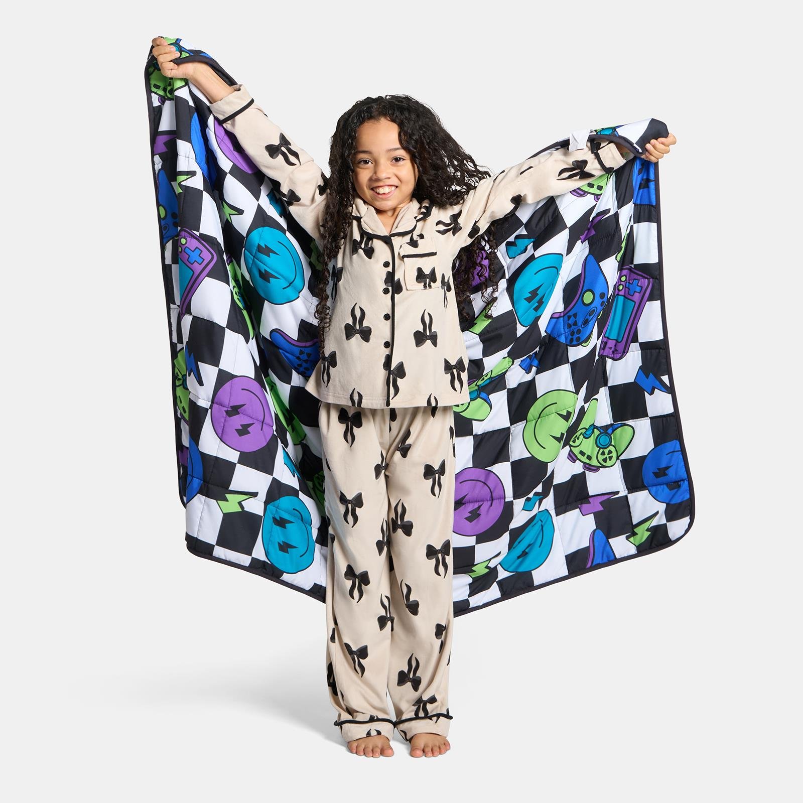 OHS Checkerboard Gaming 3kg Weighted Blanket 100x150cm - Multi - Image 1