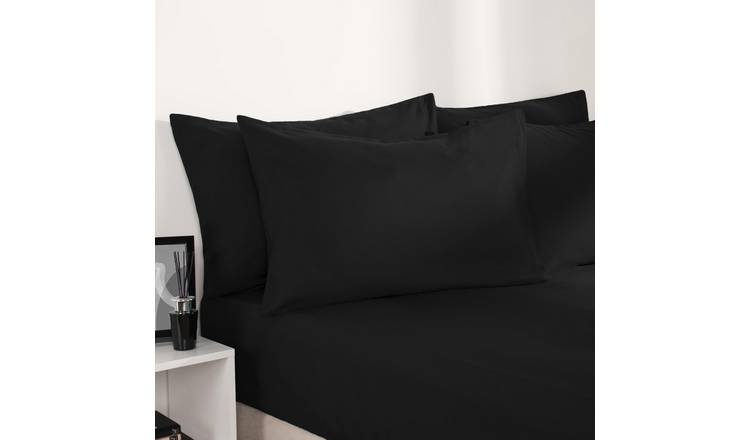 OHS Plain Microfibre Deep Fitted Bed Sheet Black - Super King