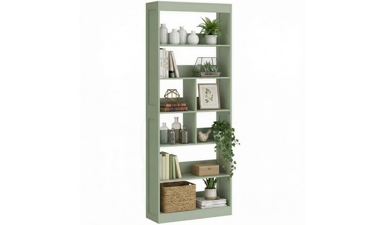 HOMCOM 6 Tier Storage Bookcase with 4 Open Storage Shelves - Bean Paste Green