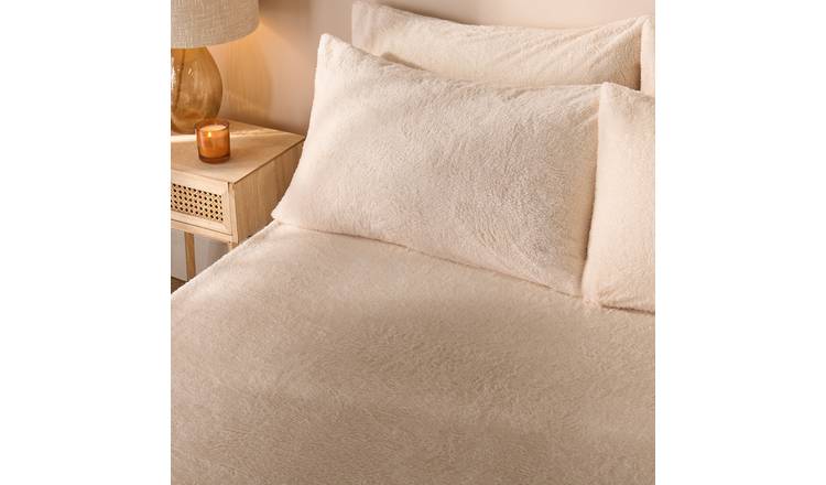 OHS Teddy Fleece Thermal Fitted Bed Sheet Cream - King