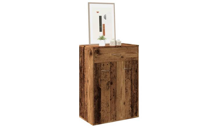 Walplus Engineered Wood Shoe Cabinet - Old Wood - 60 x 35 x 84 cm