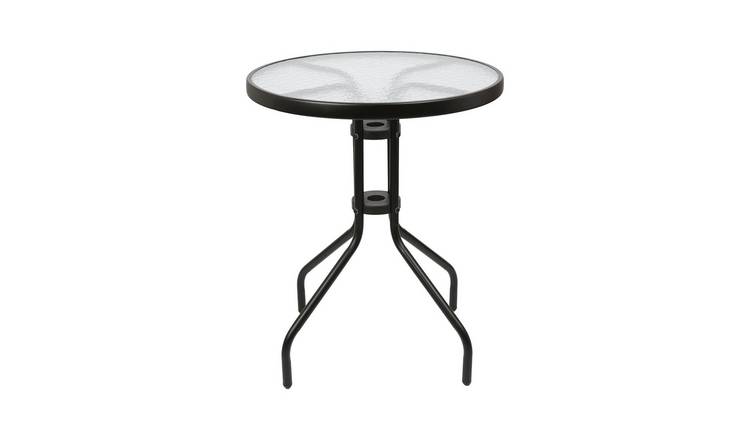 Harbour Housewares Sussex Glass Top Garden Dining Table - 60cm x 70cm - Black