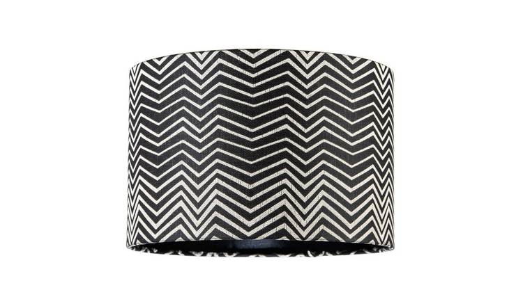 Happy Homewares Scandinavian Black and White Chevron Pattern Lampshade - 30cm