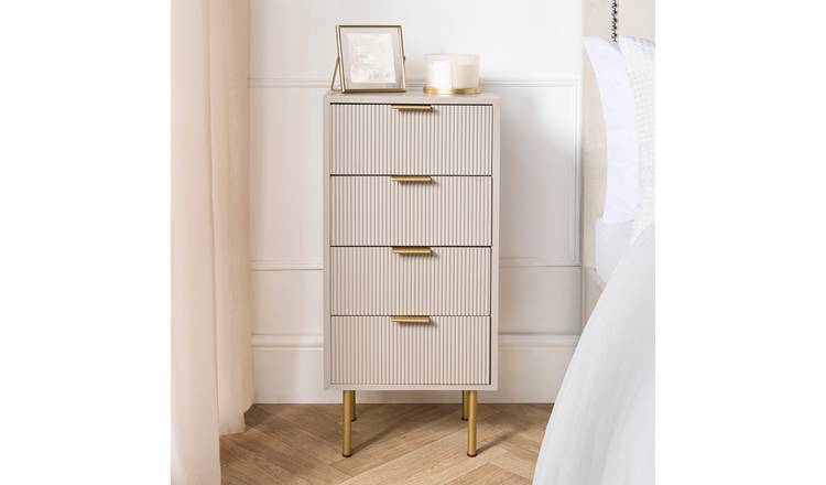 OHS Ribbed Engineered Wood 4 Drawer Unit - Natural