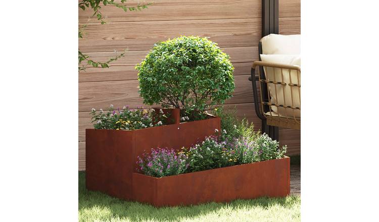 Walplus Corten Steel Garden Planter - Brown - 80 x 80 x 50 cm