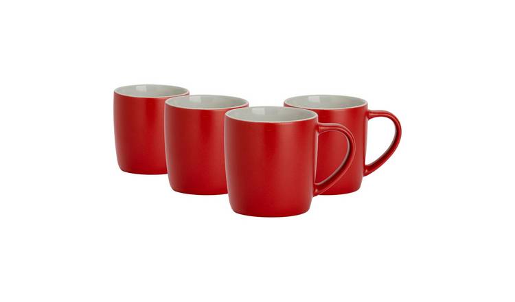 Argon Tableware Matt Coloured Coffee Mugs - 350ml - Red - Pack of 4