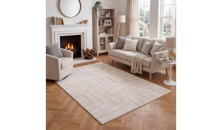 The Rugs Cream and Grey Carmel Modern Geometric Rug - 200 x 290cm