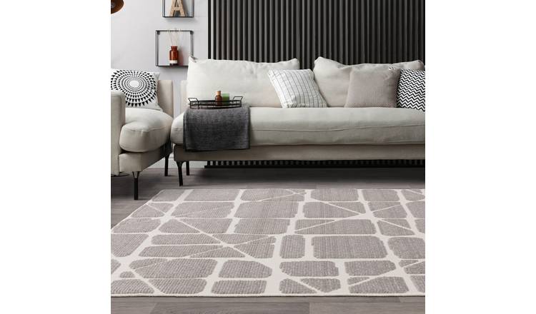 Mega Flooring Grey Modern Geometric Rug - 80 x 150cm