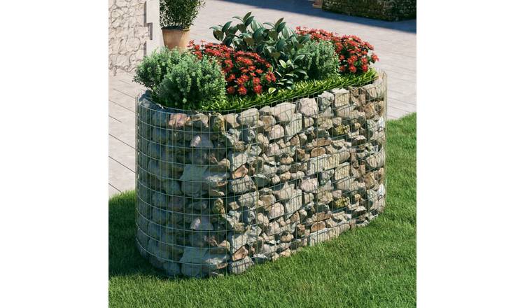 Walplus Galvanised Iron Gabion Raised Bed - Silver - 200 x 100 x 100 cm