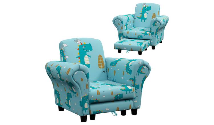 AIYAPLAY 2 Piece Wooden Frame Armchair with Cloud Design - Blue