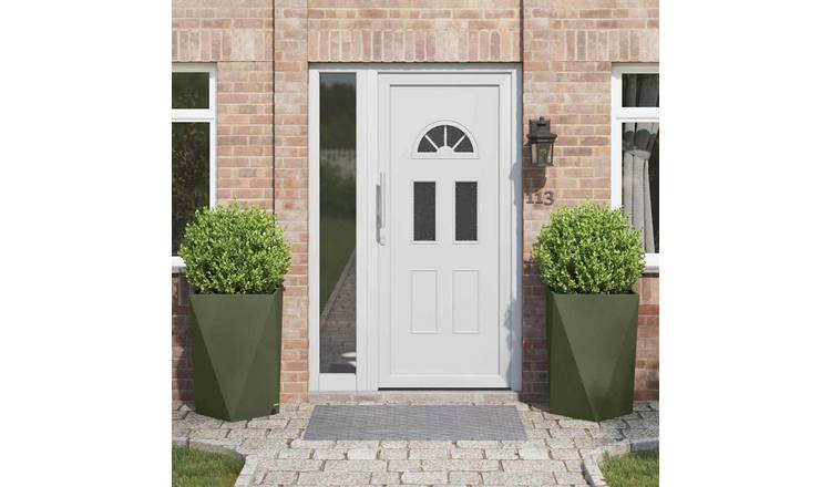 Walplus Pack of 2 Steel Garden Planter - Olive Green - 50 x 50 x 75 cm