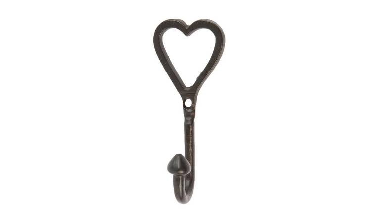 Hammer & Tongs Single Heart Hook - Black