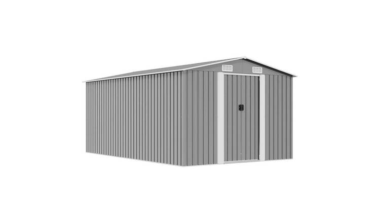 Walplus Galvanised Steel Garden Shed - Grey - 257 x 392 x 181 cm