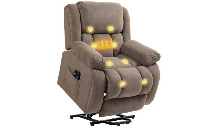 HOMCOM Velvet-feel Fabric Electric Riser Recliner Chair for Elderly - Tan