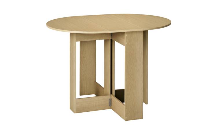 HOMCOM Folding Drop Leaf Dining Table for Kitchen - Oak