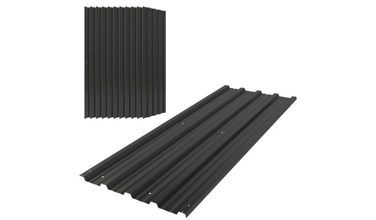 Outsunny 12 Pack Galvanised Metal Corrugated Roofing Sheets - Black