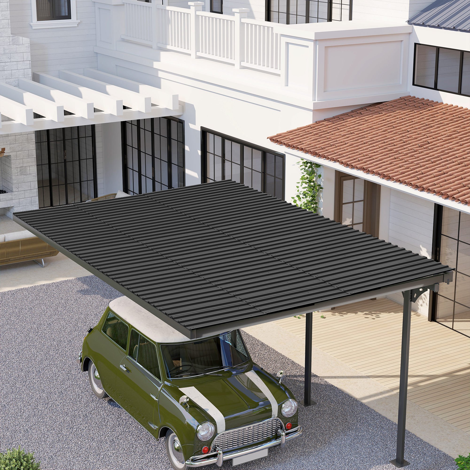 Outsunny 12 Pack Galvanised Metal Corrugated Roofing Sheets - Black - Image 4
