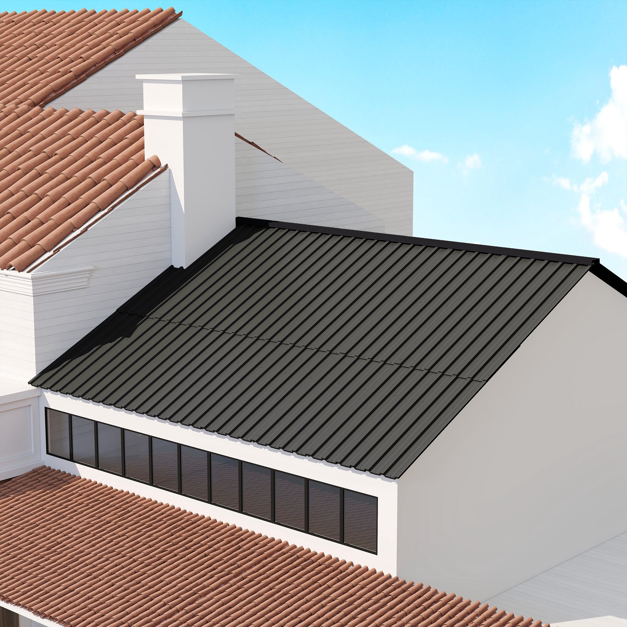 Outsunny 12 Pack Galvanised Metal Corrugated Roofing Sheets - Black - Image 5
