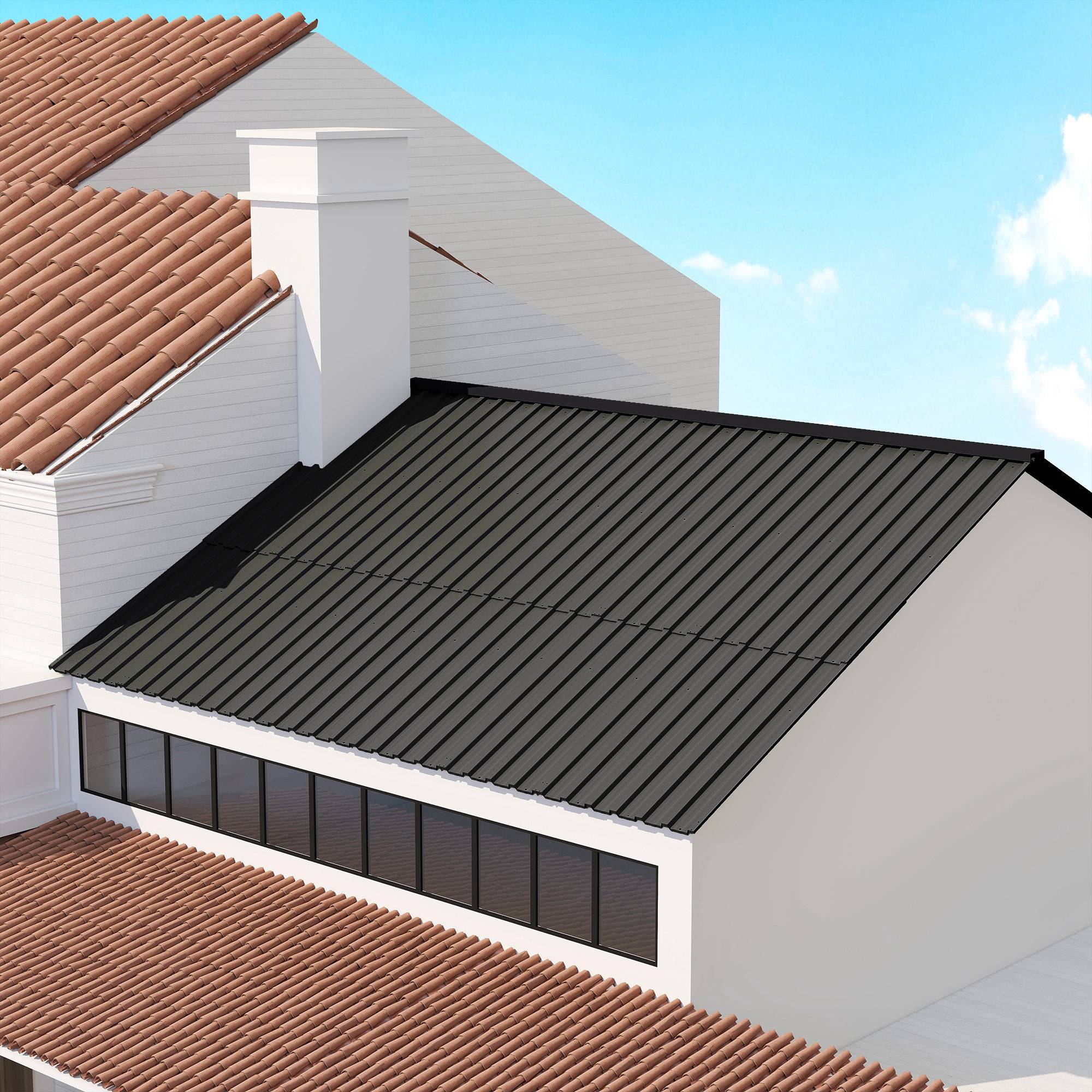 Outsunny 12 Pack Galvanised Metal Corrugated Roofing Sheets - Black - Image 5
