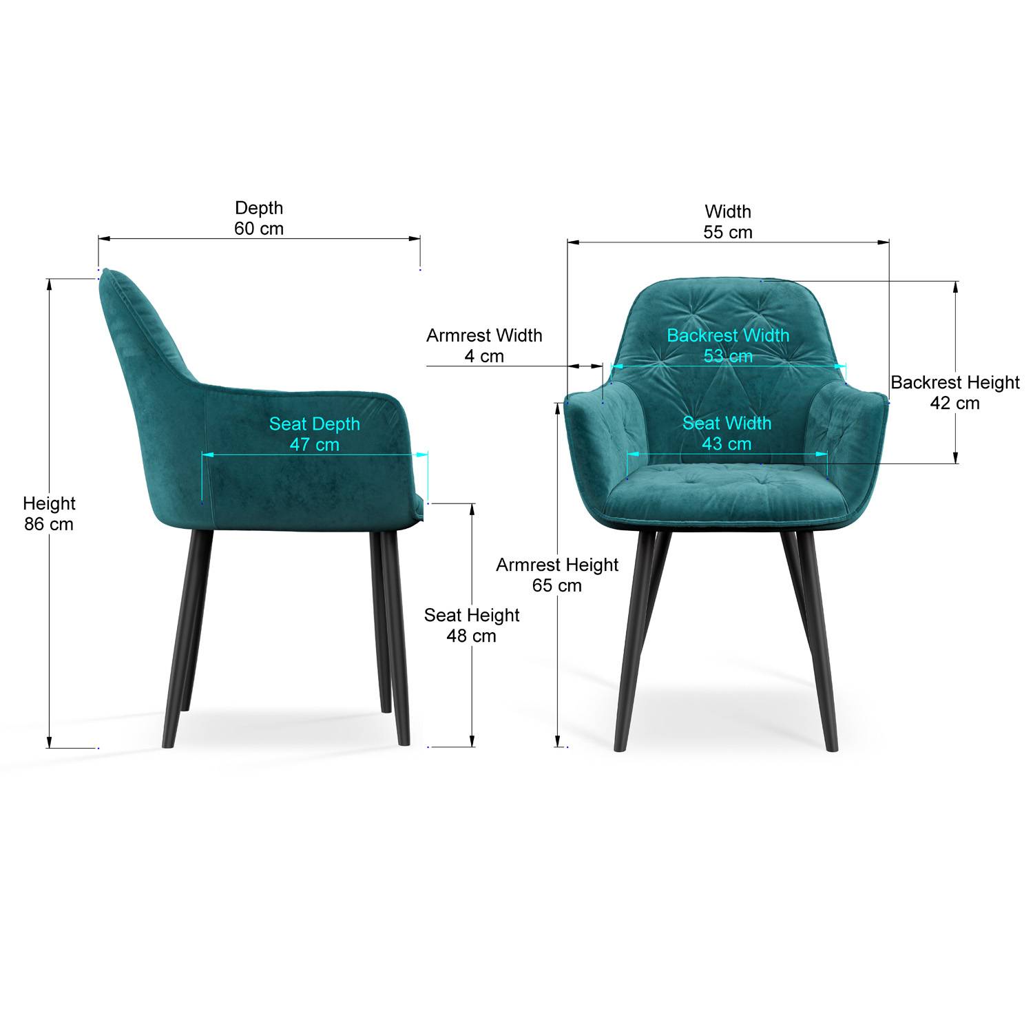 Furniture Online Anika Set Of 8 Velvet Dining Chair – Blue - Image 8