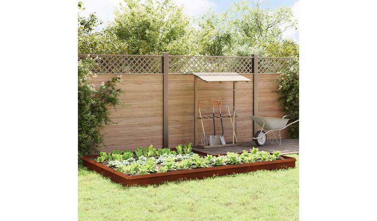 Walplus Pack of 16 Weathering Steel Snail Fences - Rusty - 100 x 3.5 x 25 cm