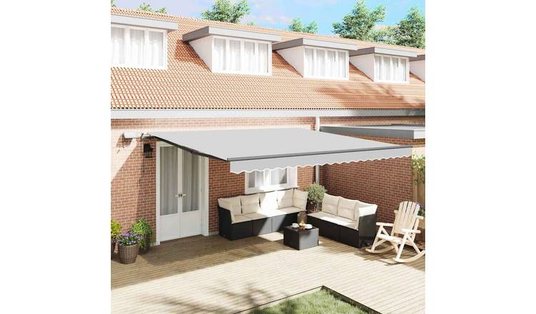 Walplus Manual Aluminium Patio Awning Frame - Anthracite - 450 x 350 x 165 cm