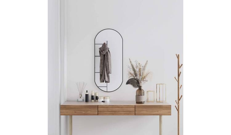 Walplus Oval Glass Wall Mirror - Black - 90 x 40 cm