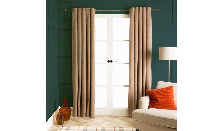OHS Plain Boucle Eyelet Curtains 168 x 229cm - Natural