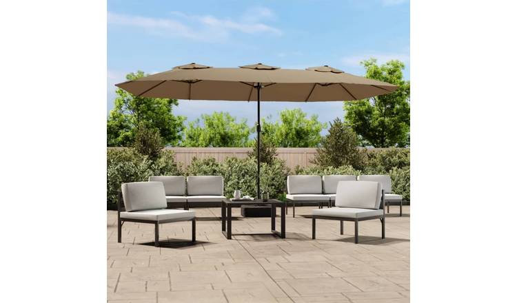 Walplus Polyester Garden Parasol - Taupe - 449 x 265 x 245 cm