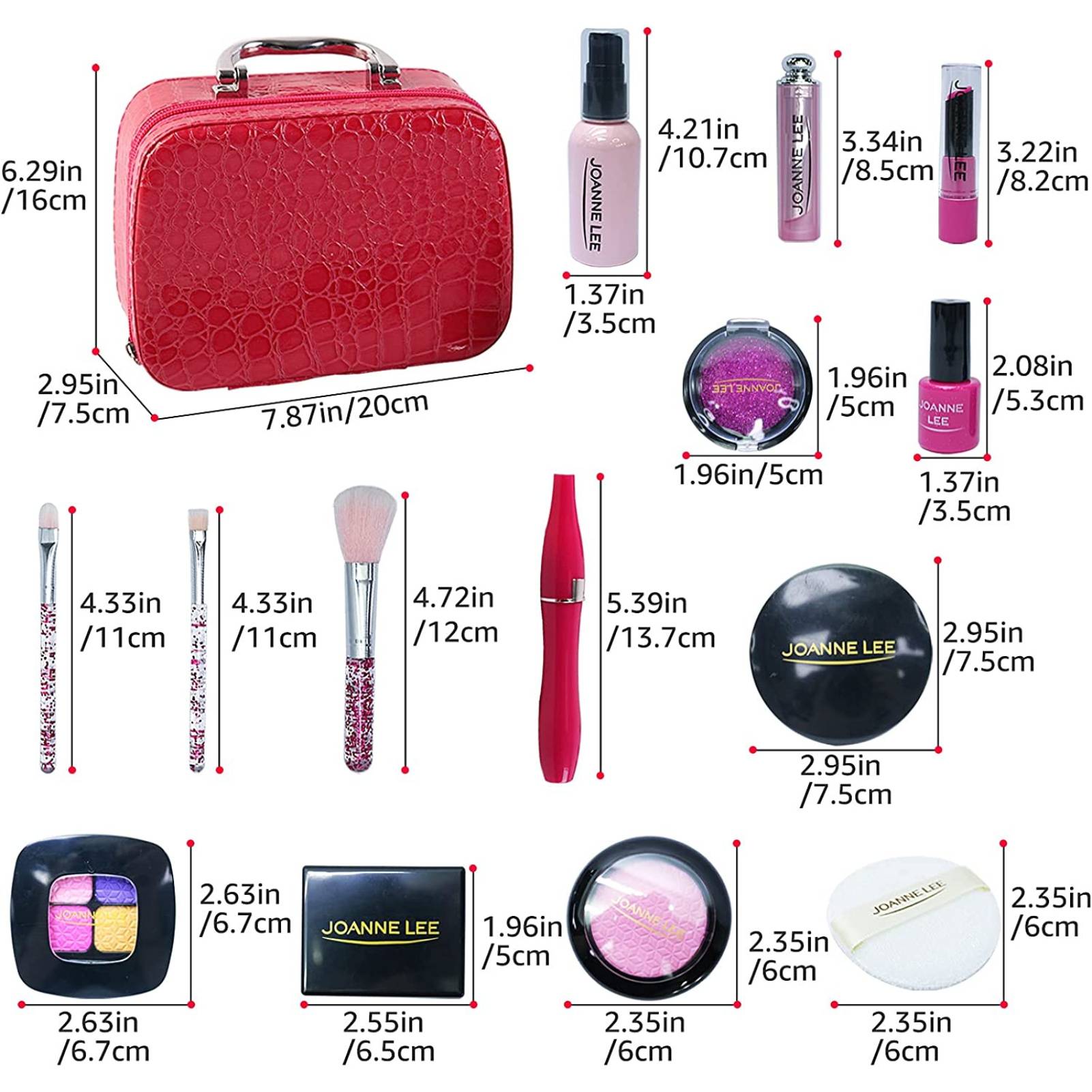 deAO Makeup Toy Set 23 Pieces Vanity Carry Case - Pink - Image 2