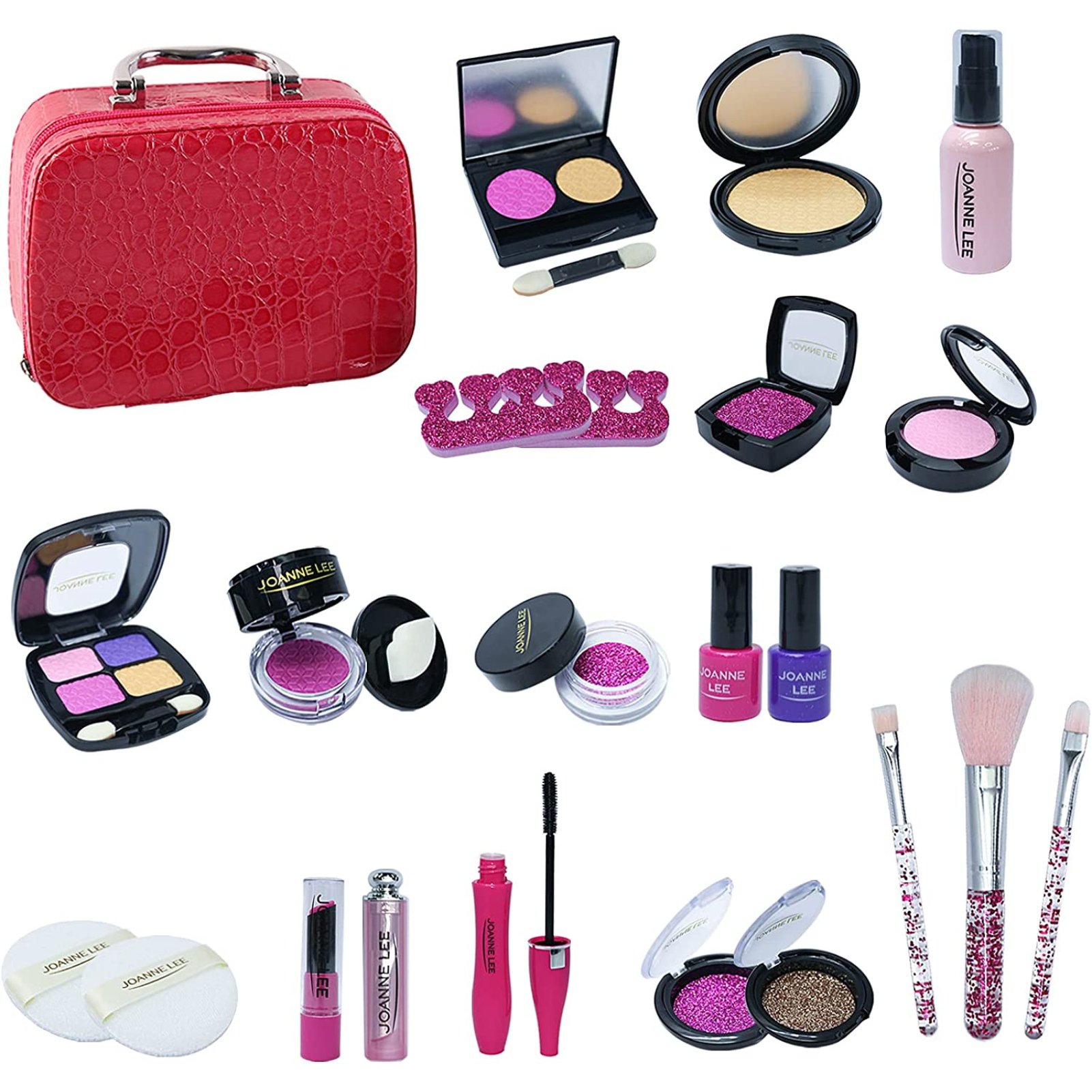 deAO Makeup Toy Set 23 Pieces Vanity Carry Case - Pink - Image 3