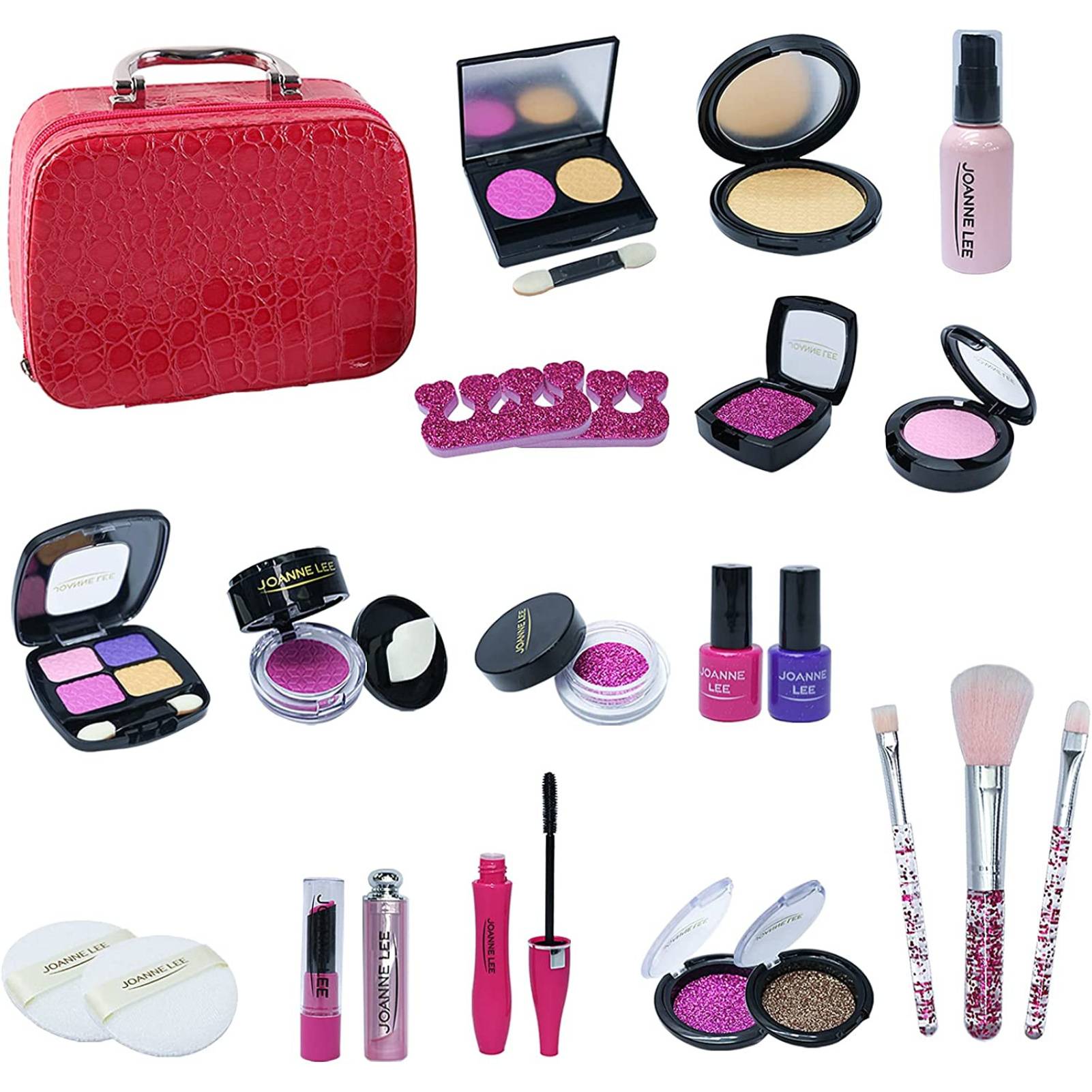 deAO Makeup Toy Set 23 Pieces Vanity Carry Case - Pink - Image 3